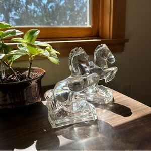 Pair of Smith glass horse bookends